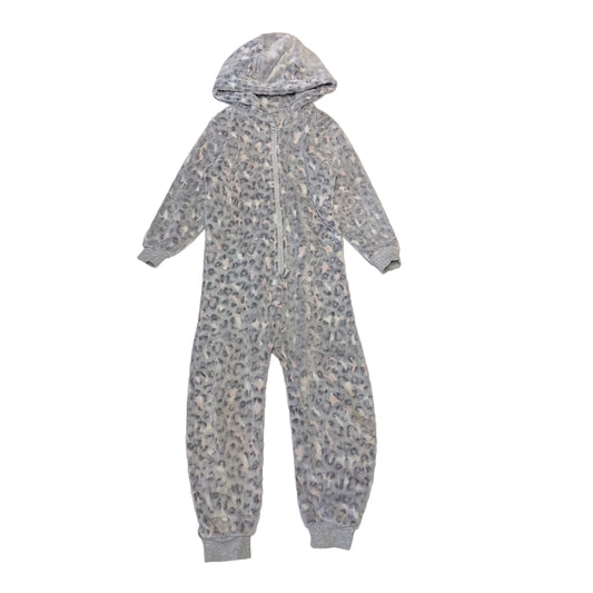 Next Grey Spotted Fluffy Snow Leopard Onesie Age 7