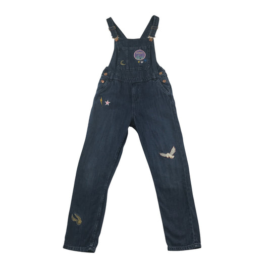 M&S dungaree 10-11 years blue denim with embroidered Harry Potter patches long leg