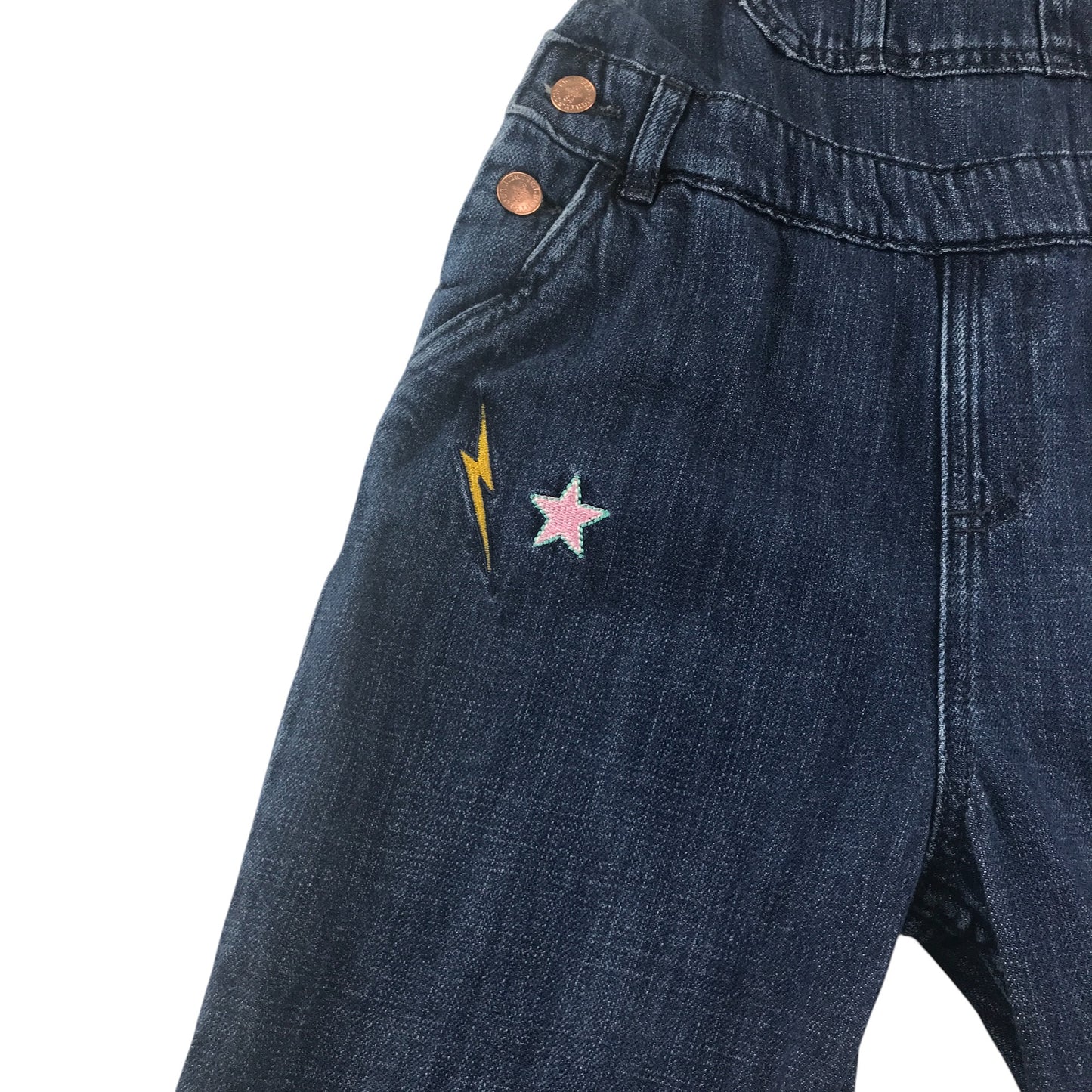 M&S dungaree 10-11 years blue denim with embroidered Harry Potter patches long leg