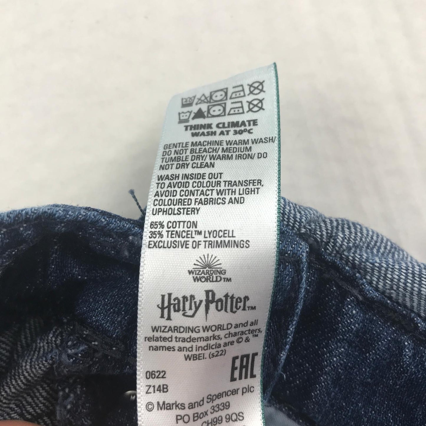 M&S dungaree 10-11 years blue denim with embroidered Harry Potter patches long leg