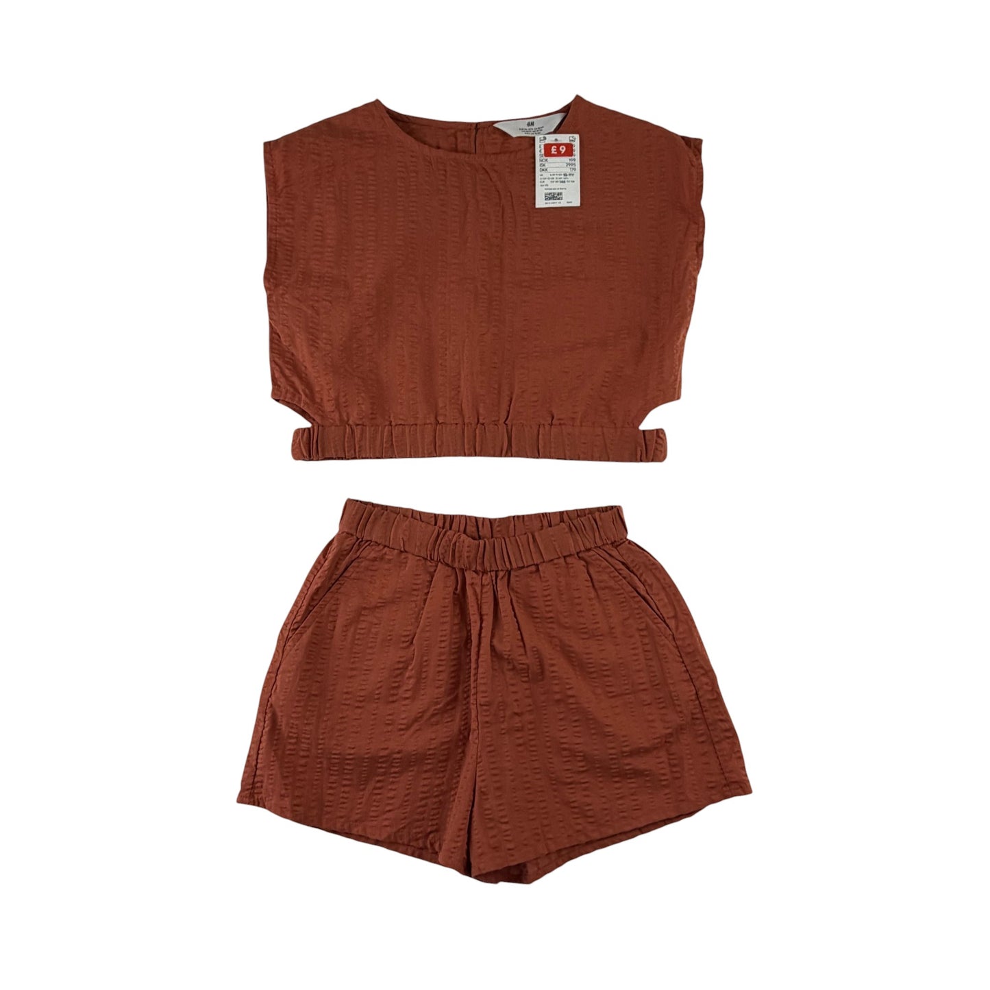 H&M 10-11 years orange blouse shorts 2 piece set cotton