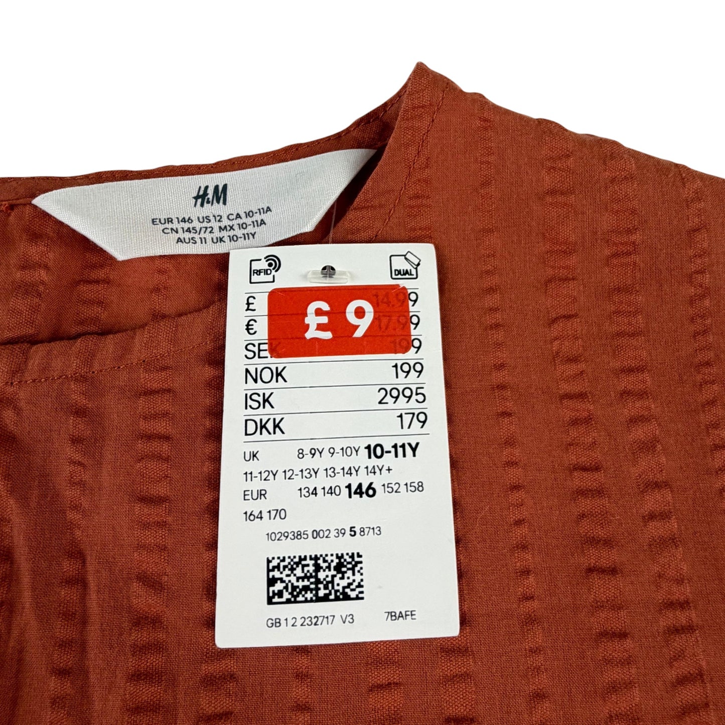 H&M 10-11 years orange blouse shorts 2 piece set cotton
