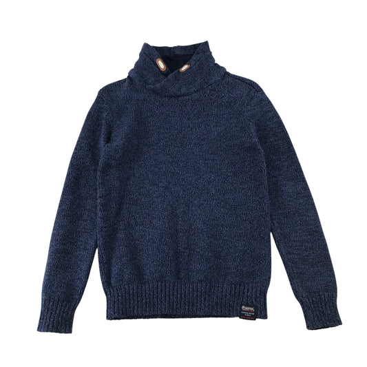 H&M 11-12 years navy blue jumper shawl collar cotton
