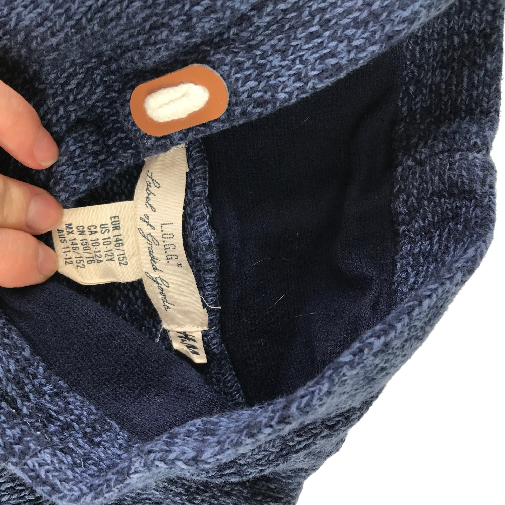 H&M 11-12 years navy blue jumper shawl collar cotton
