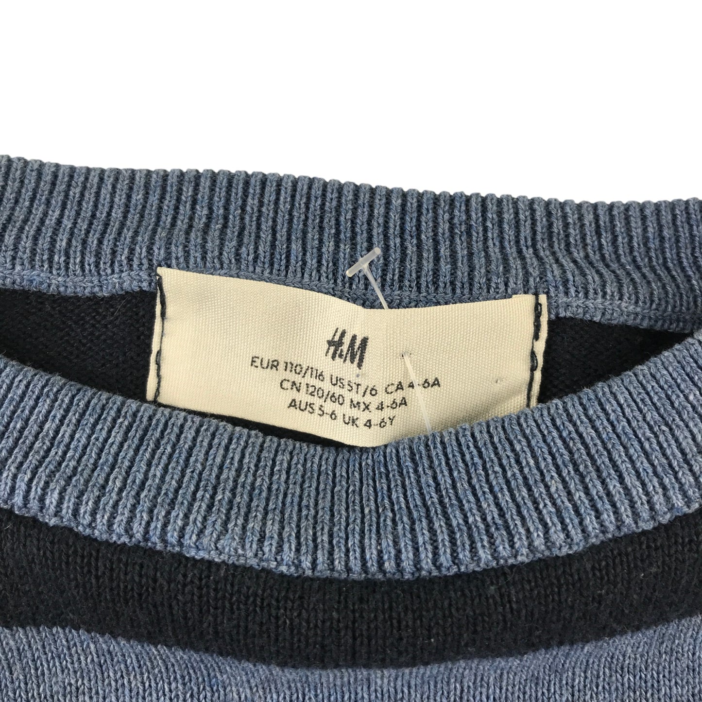 H&M 5-6 years blue and navy stripy cotton jumper