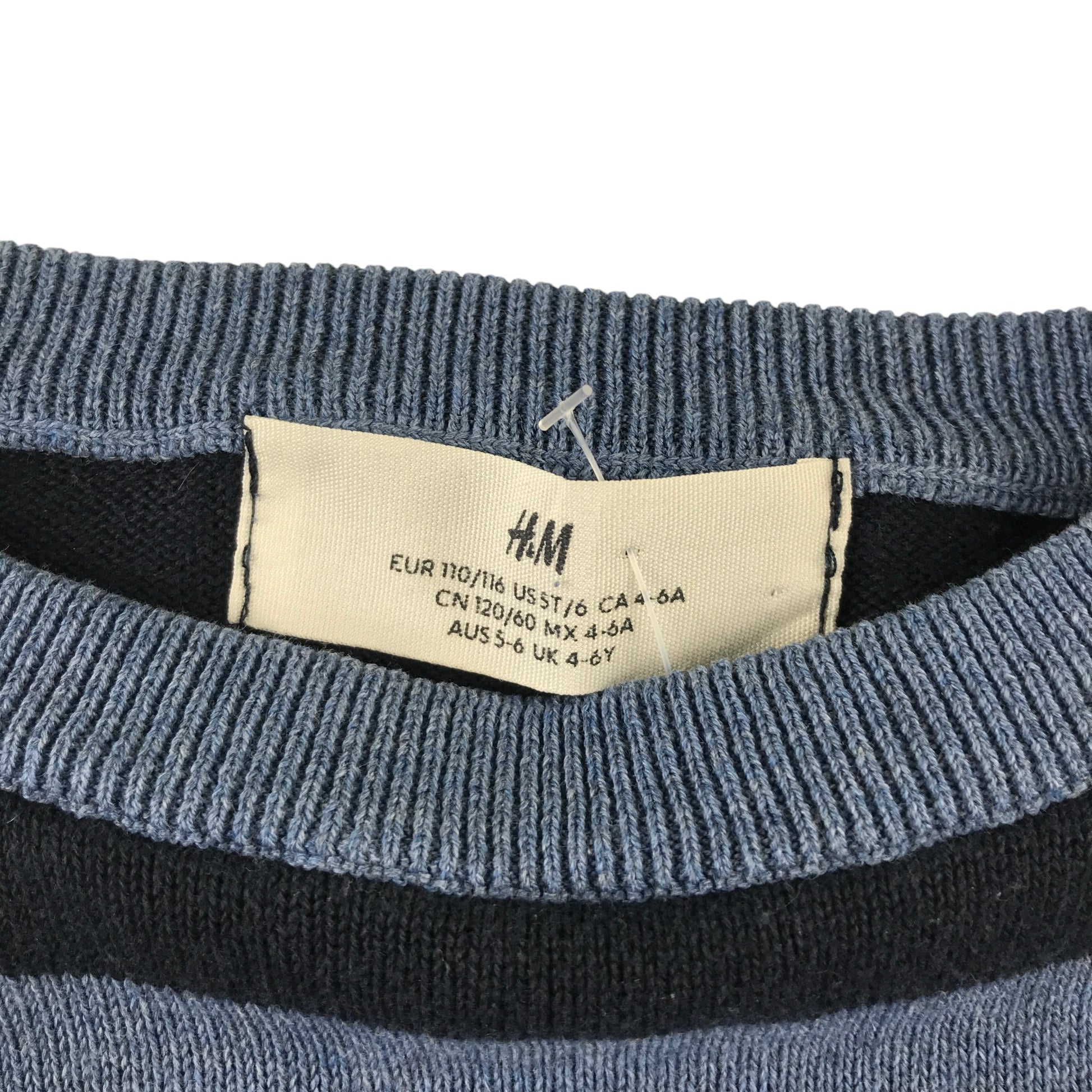 H&M 5-6 years blue and navy stripy cotton jumper