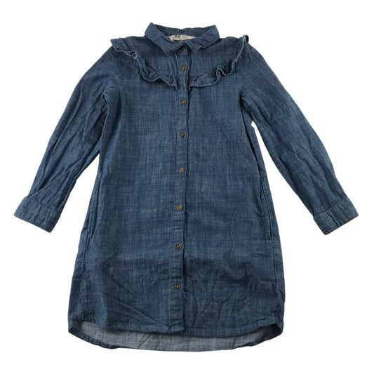 H&M 5-6 years blue denim long sleeve dress cotton