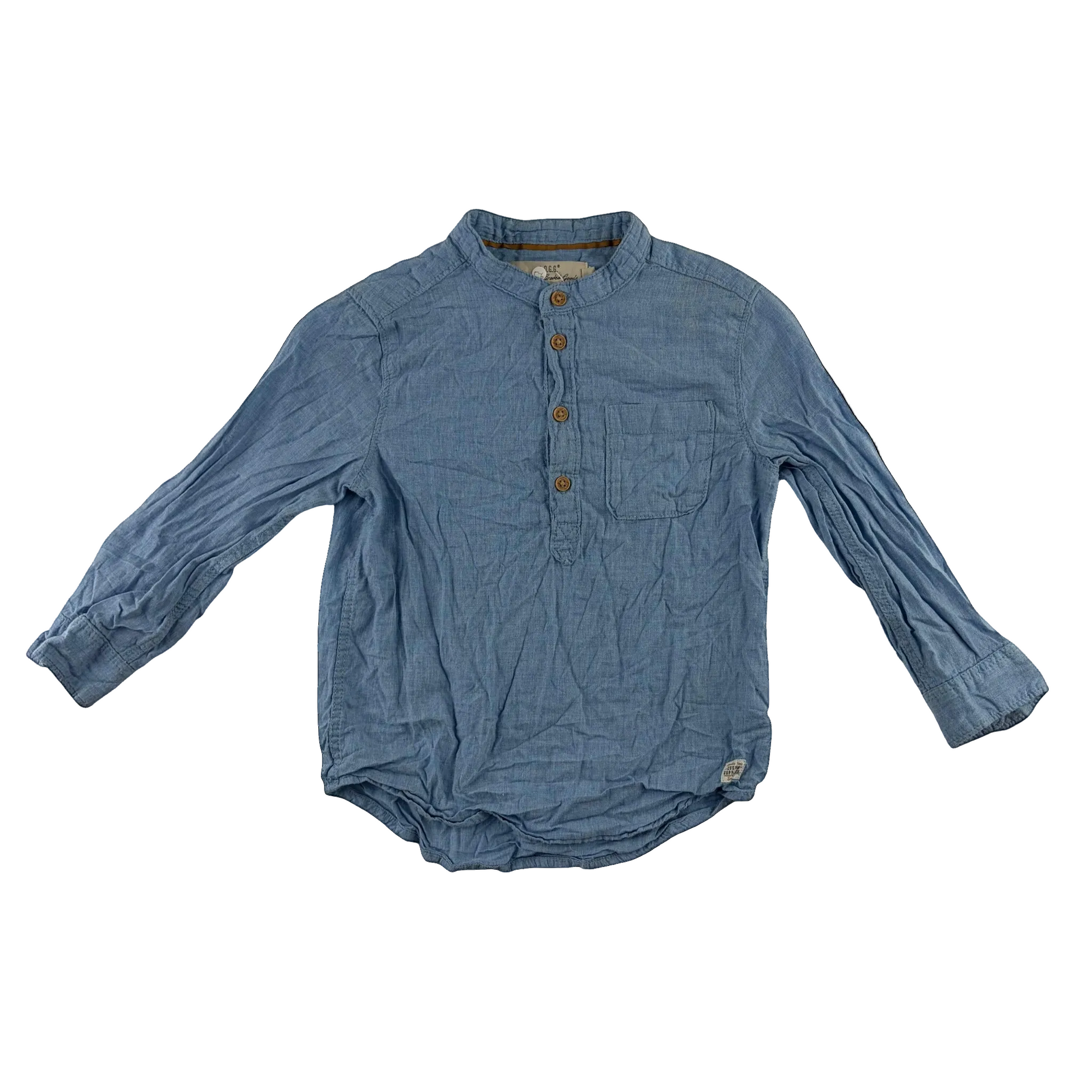 H&M 5-6 years blue granddad collar shirt cotton