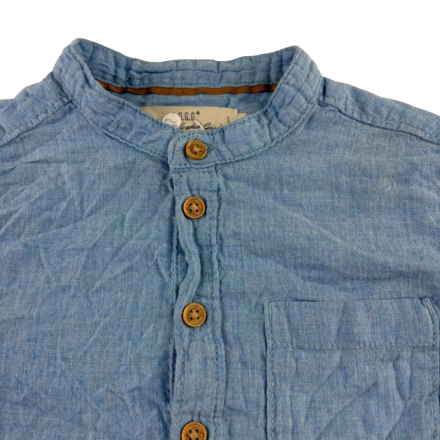 H&M 5-6 years blue granddad collar shirt cotton