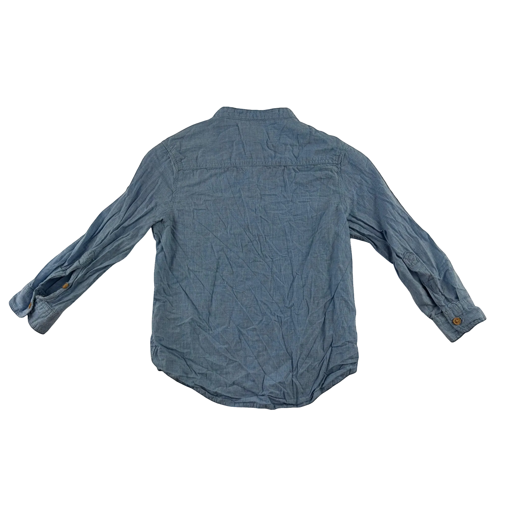 H&M 5-6 years blue granddad collar shirt cotton