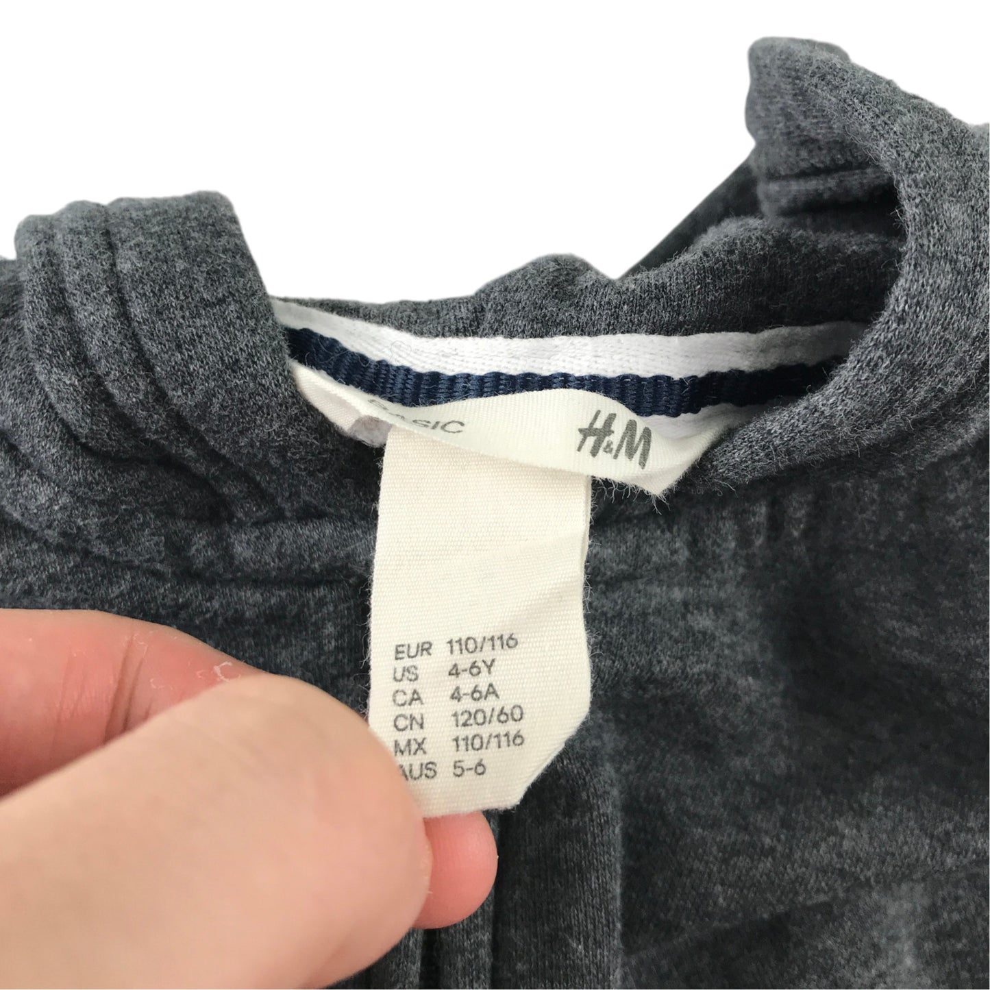 H&M 5-6 years dark grey hoodie cotton polyester
