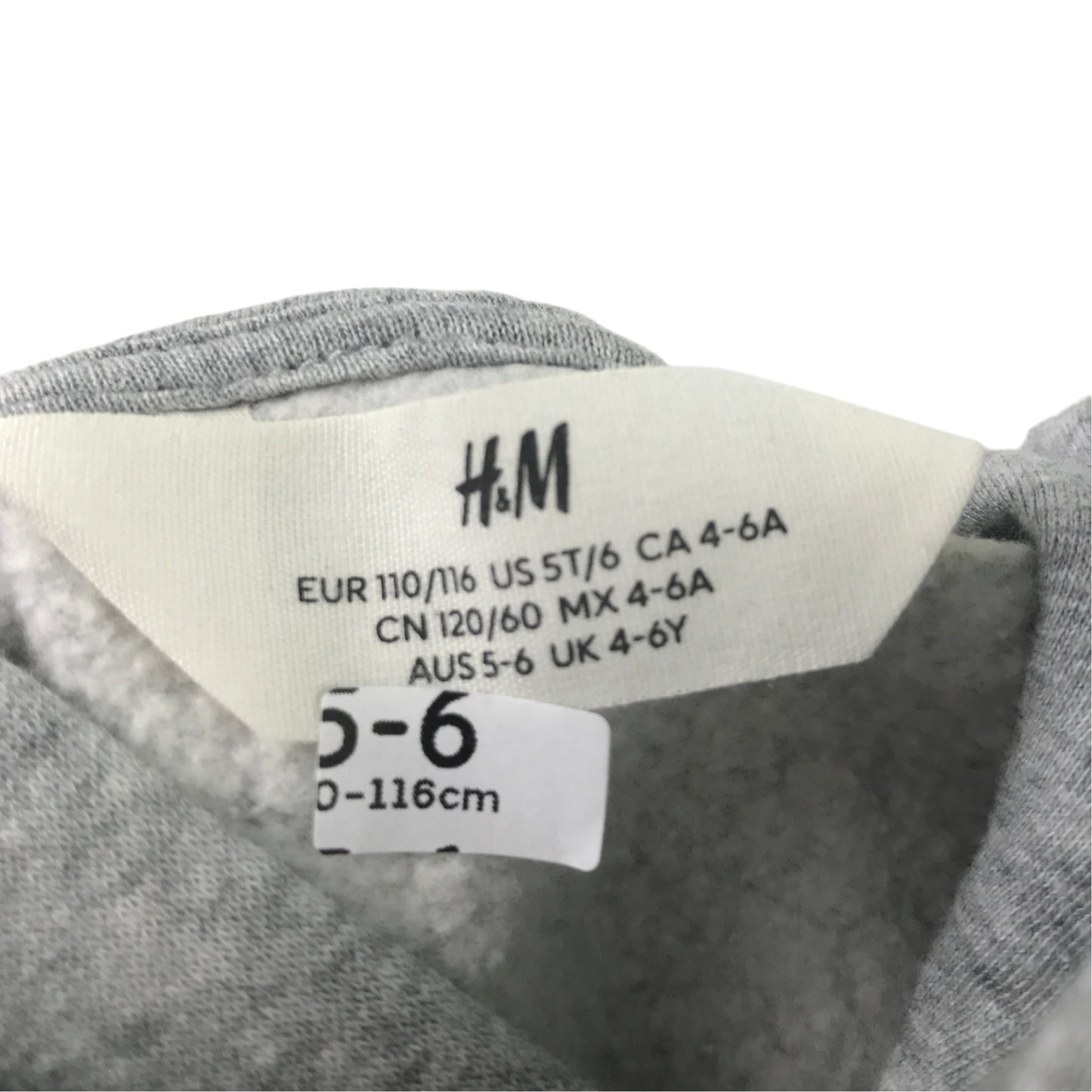 H&M 5-6 years grey hoodie cotton polyester