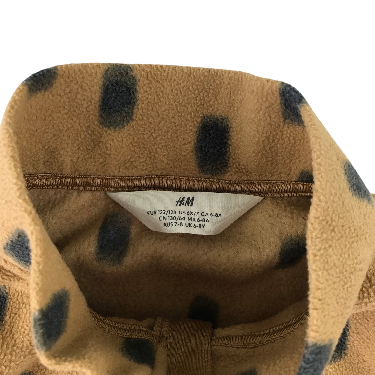 H&M 7-8 years brown fleece spot pattern polyester