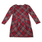 H&M 7-8 years red tartan check dress cotton polyester elastane