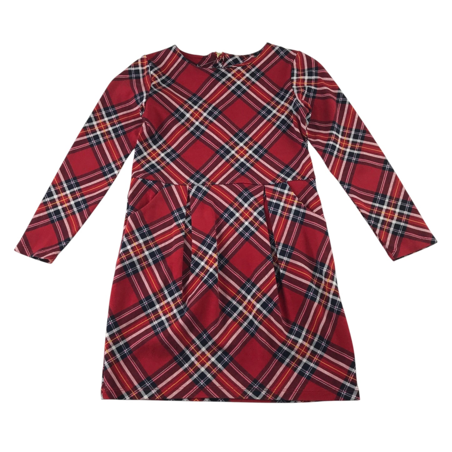 H&M 7-8 years red tartan check dress cotton polyester elastane