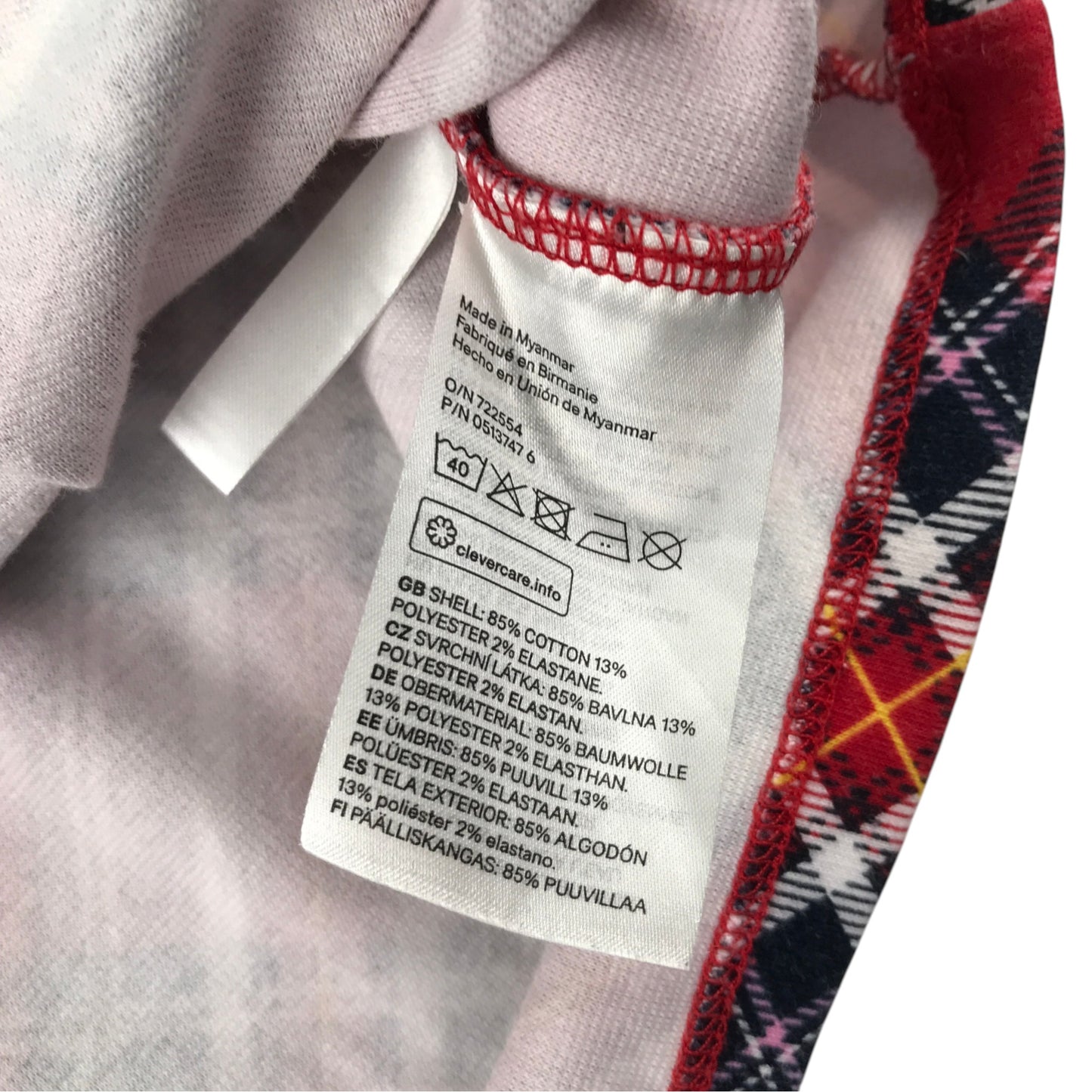 H&M 7-8 years red tartan check dress cotton polyester elastane