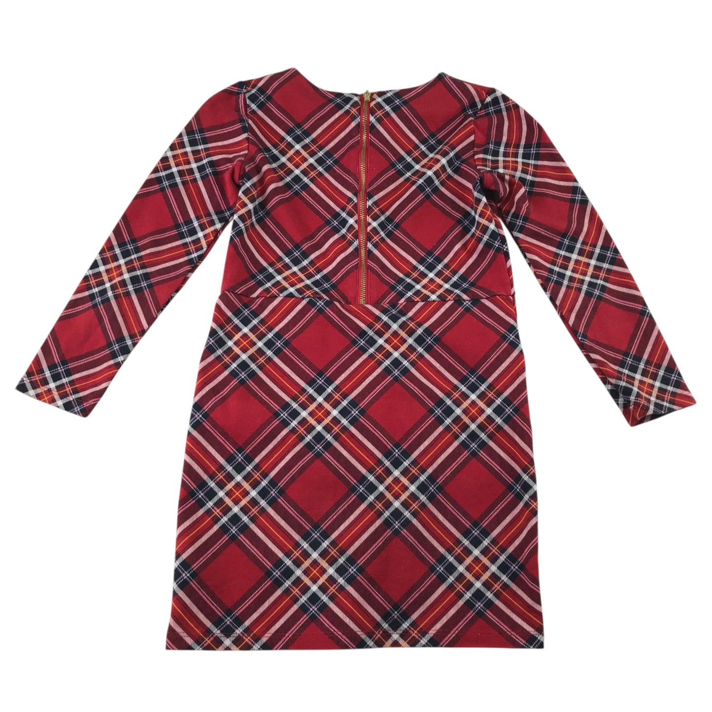 H&M 7-8 years red tartan check dress cotton polyester elastane