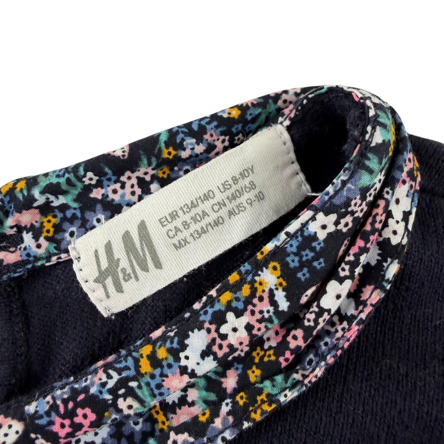 H&M 9-10 years black floral jumper blouse cotton