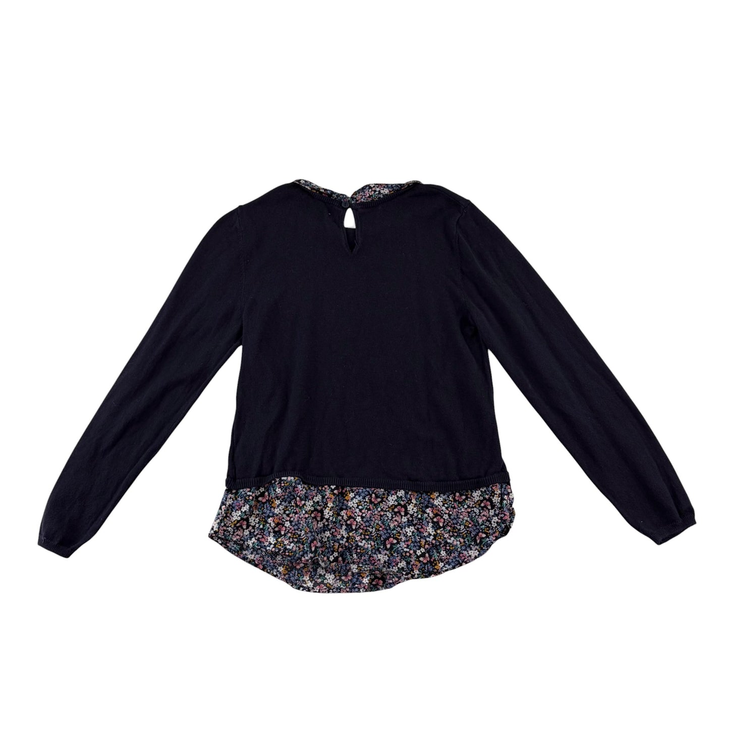 H&M 9-10 years black floral jumper blouse cotton