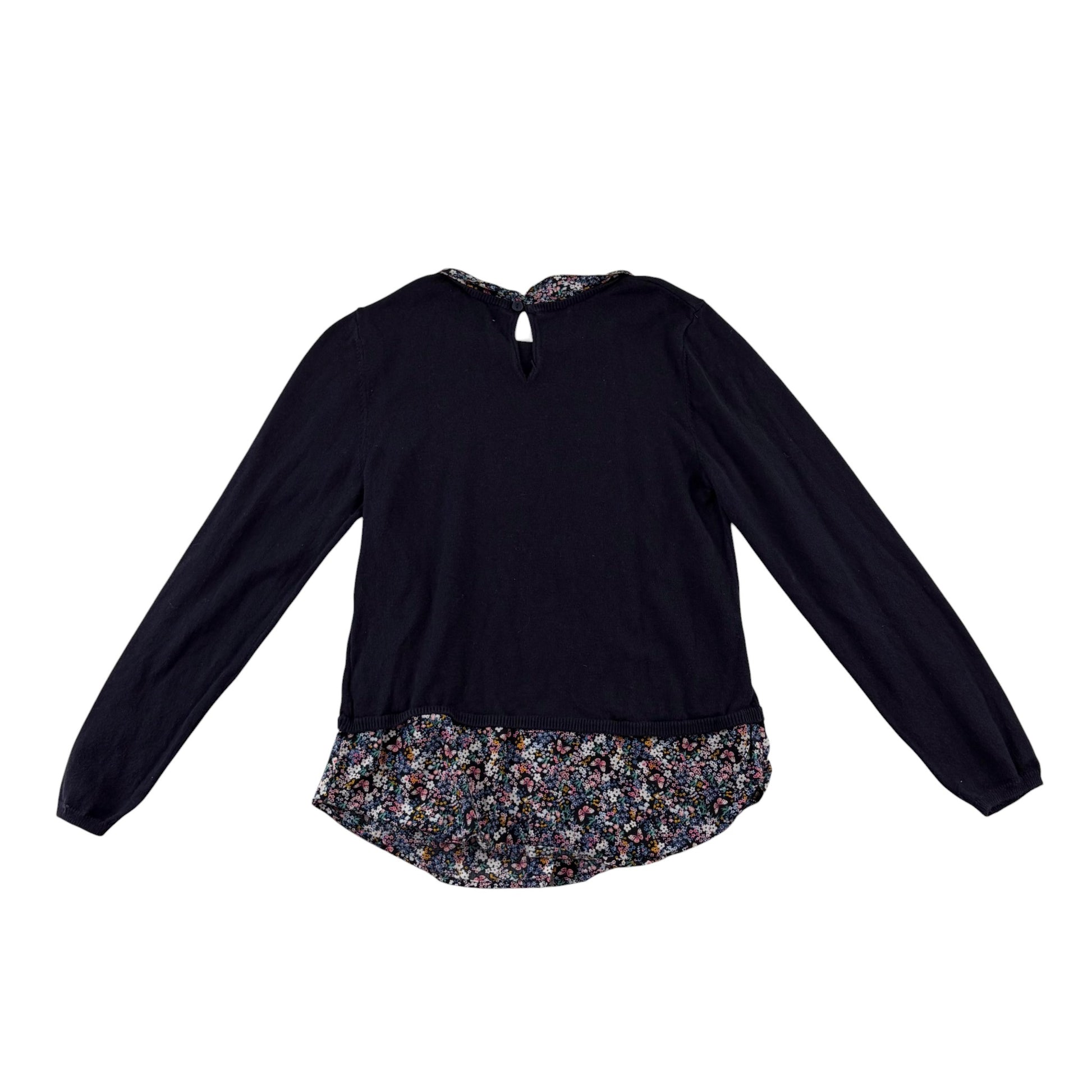 H&M 9-10 years black floral jumper blouse cotton