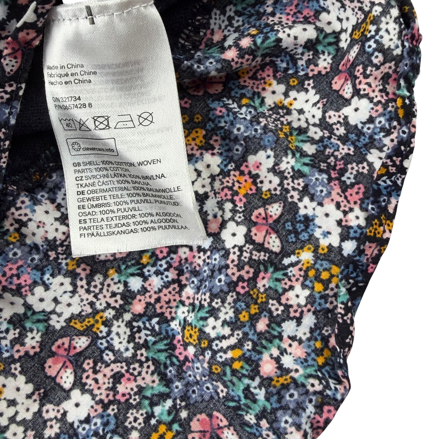 H&M 9-10 years black floral jumper blouse cotton