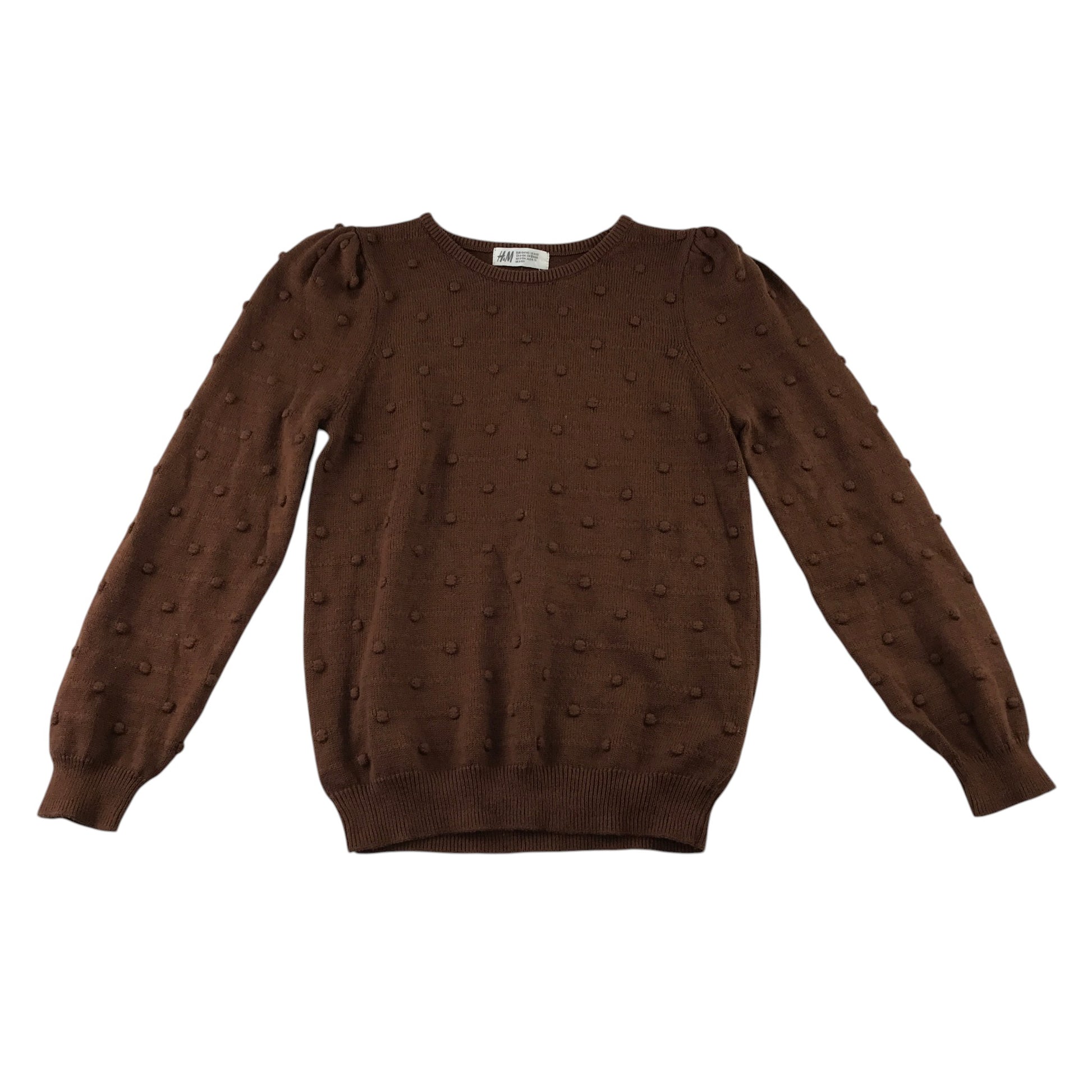H&M 9-10 years brown jumper bauble detailed cotton