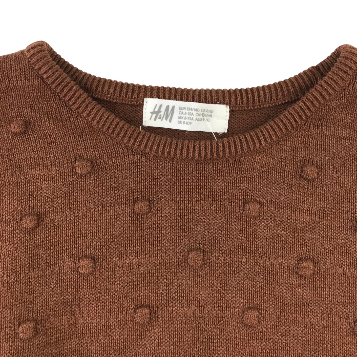 H&M 9-10 years brown jumper bauble detailed cotton