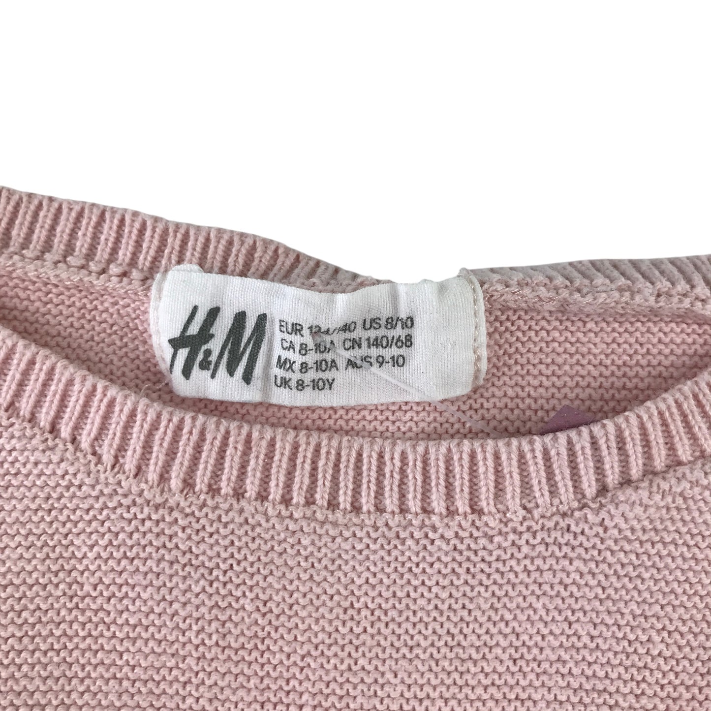 H&M 9-10 years jumper light pink brown stripy cotton