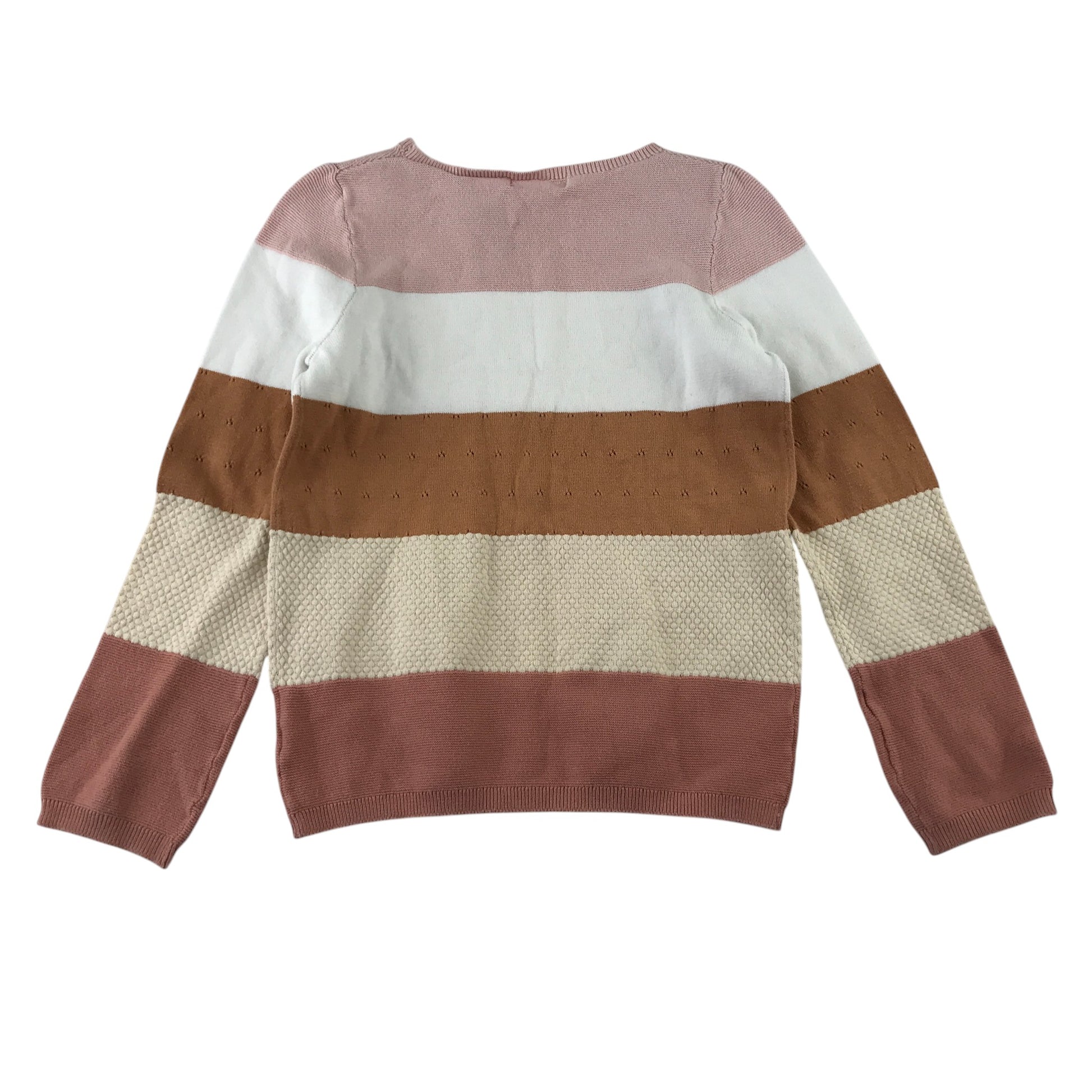 H&M 9-10 years jumper light pink brown stripy cotton