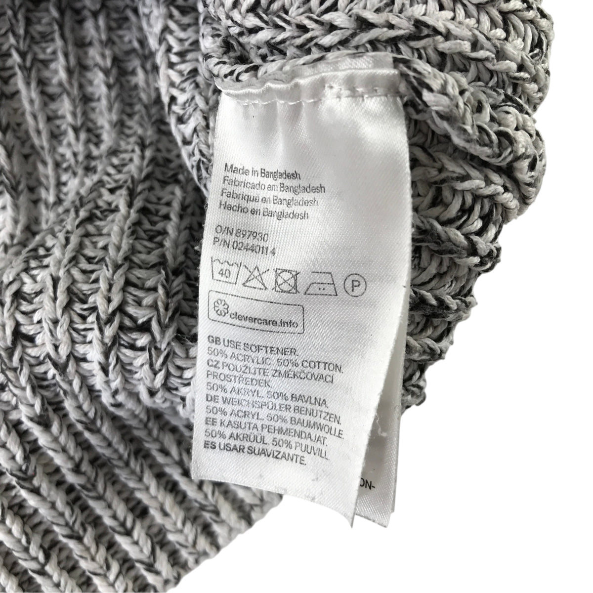 H&M S grey knit jumper acrylic cotton