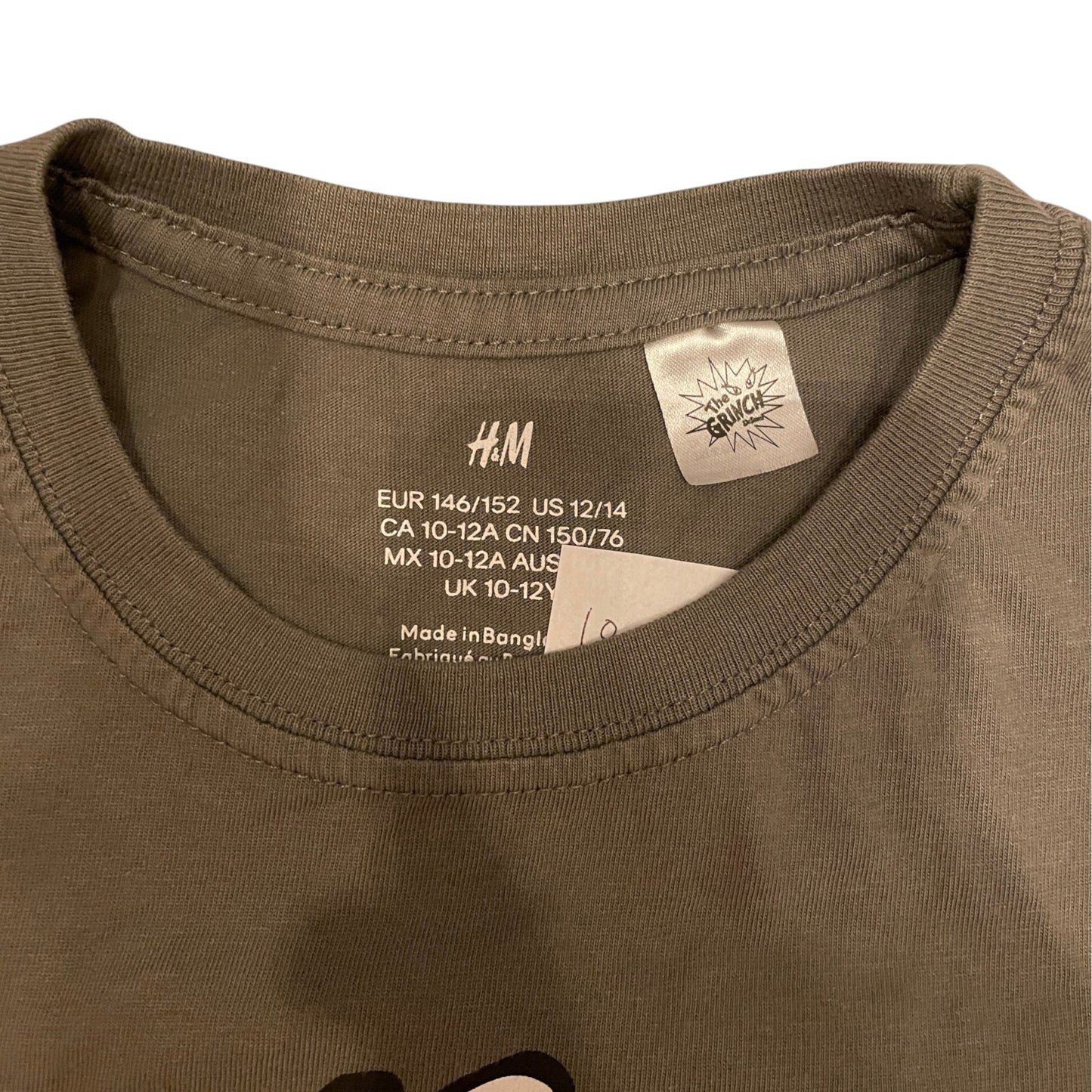 H&M 11-12 years grey t-shirt Christmas The Grinch cotton