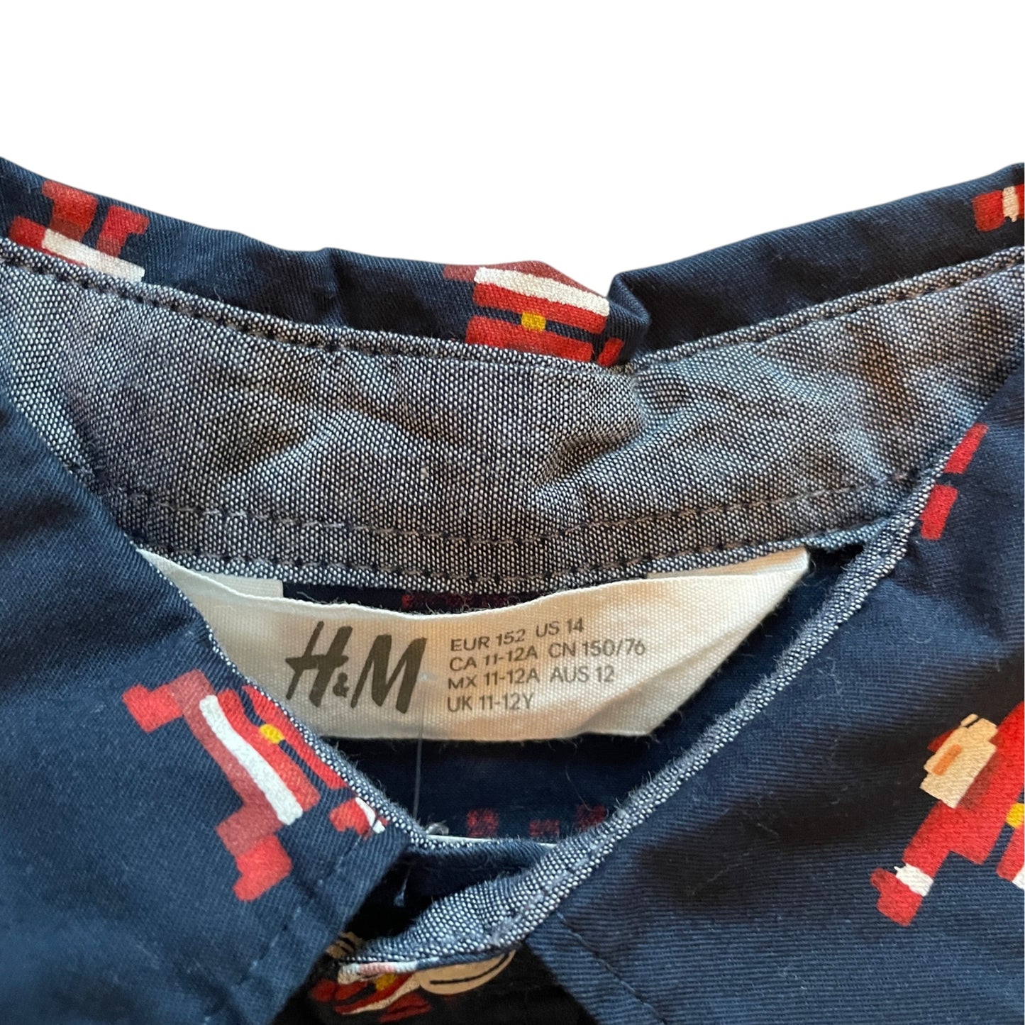 H&M 11-12 years navy blue cotton Christmas shirt