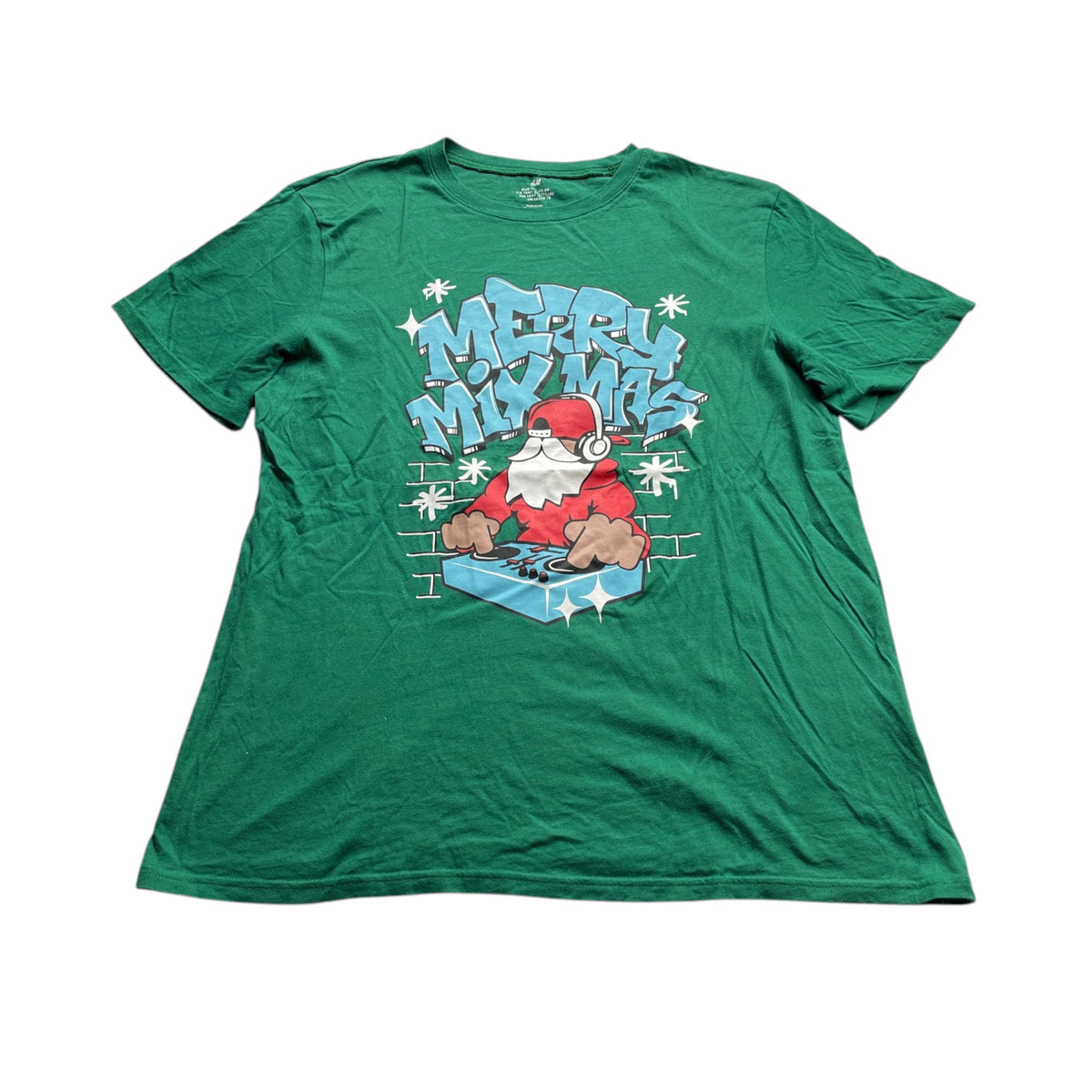 H&M 14-15 years green t-shirt Christmas Merry Mixmax cotton