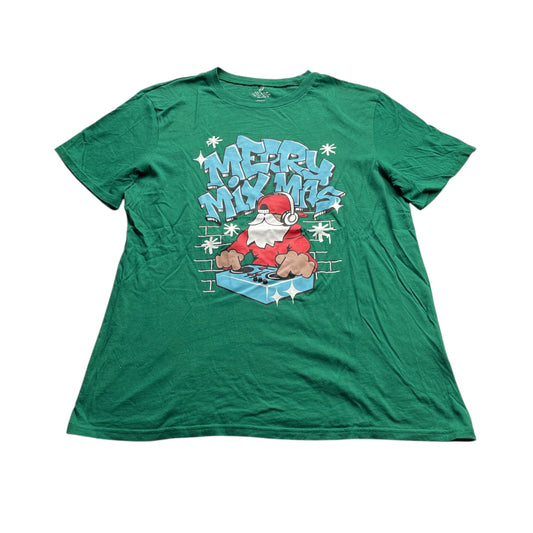H&M 14-15 years green t-shirt Christmas Merry Mixmax cotton