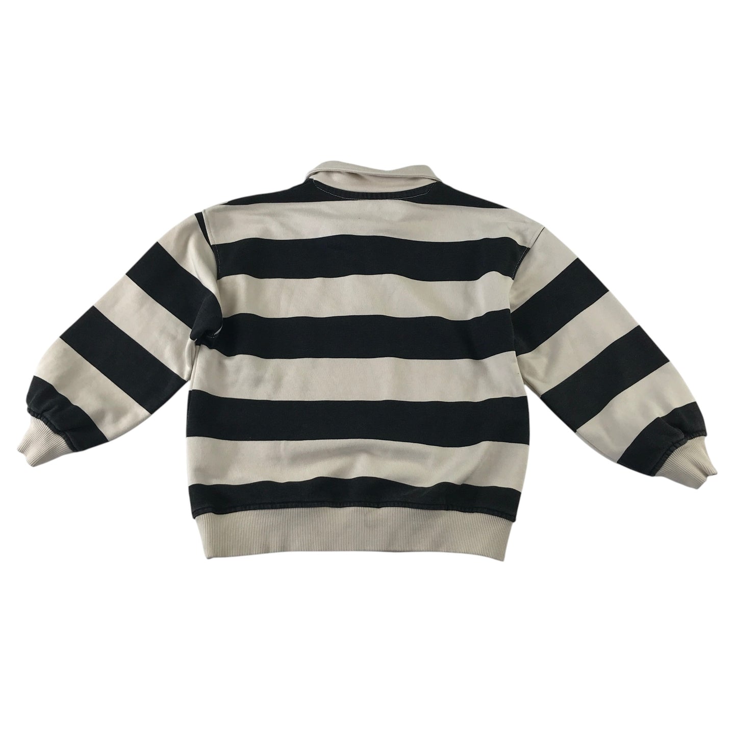 H&M 4-6 years cream and charcoal stripy collared sweater cotton polyester