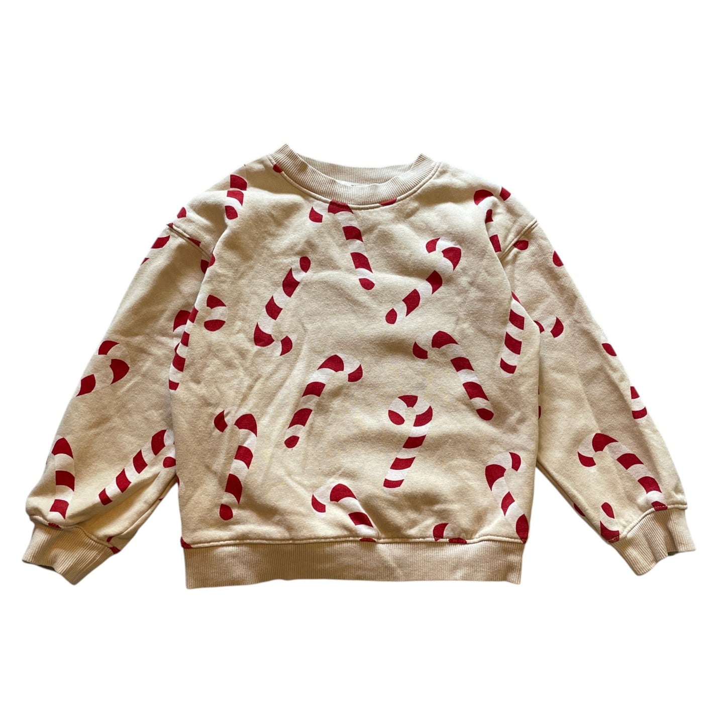 H&M 5-6 years cream white candy cane Christmas sweater cotton polyester