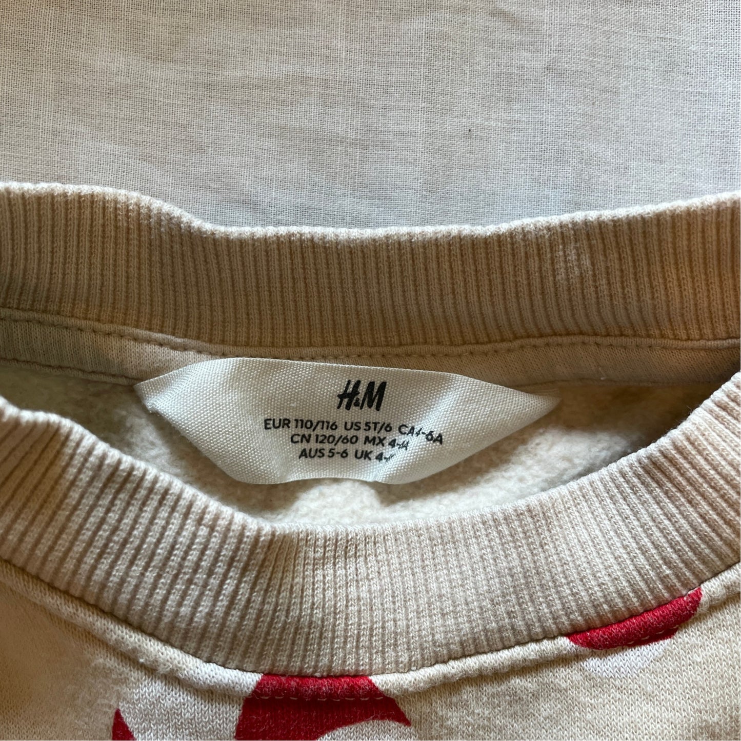 H&M 5-6 years cream white candy cane Christmas sweater cotton polyester