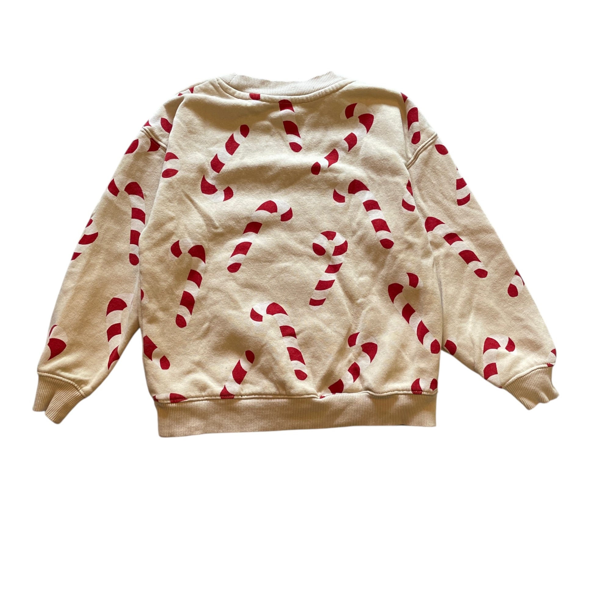 H&M 5-6 years cream white candy cane Christmas sweater cotton polyester
