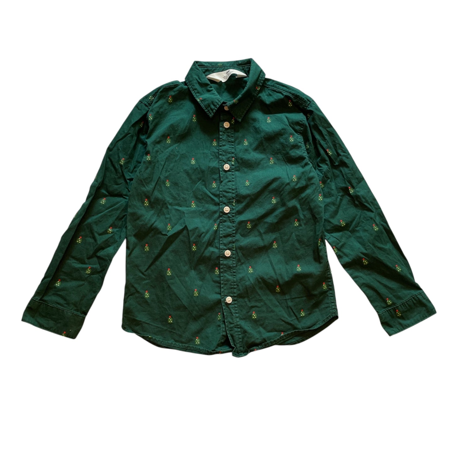 H&M 5-6 years green cotton Christmas shirt