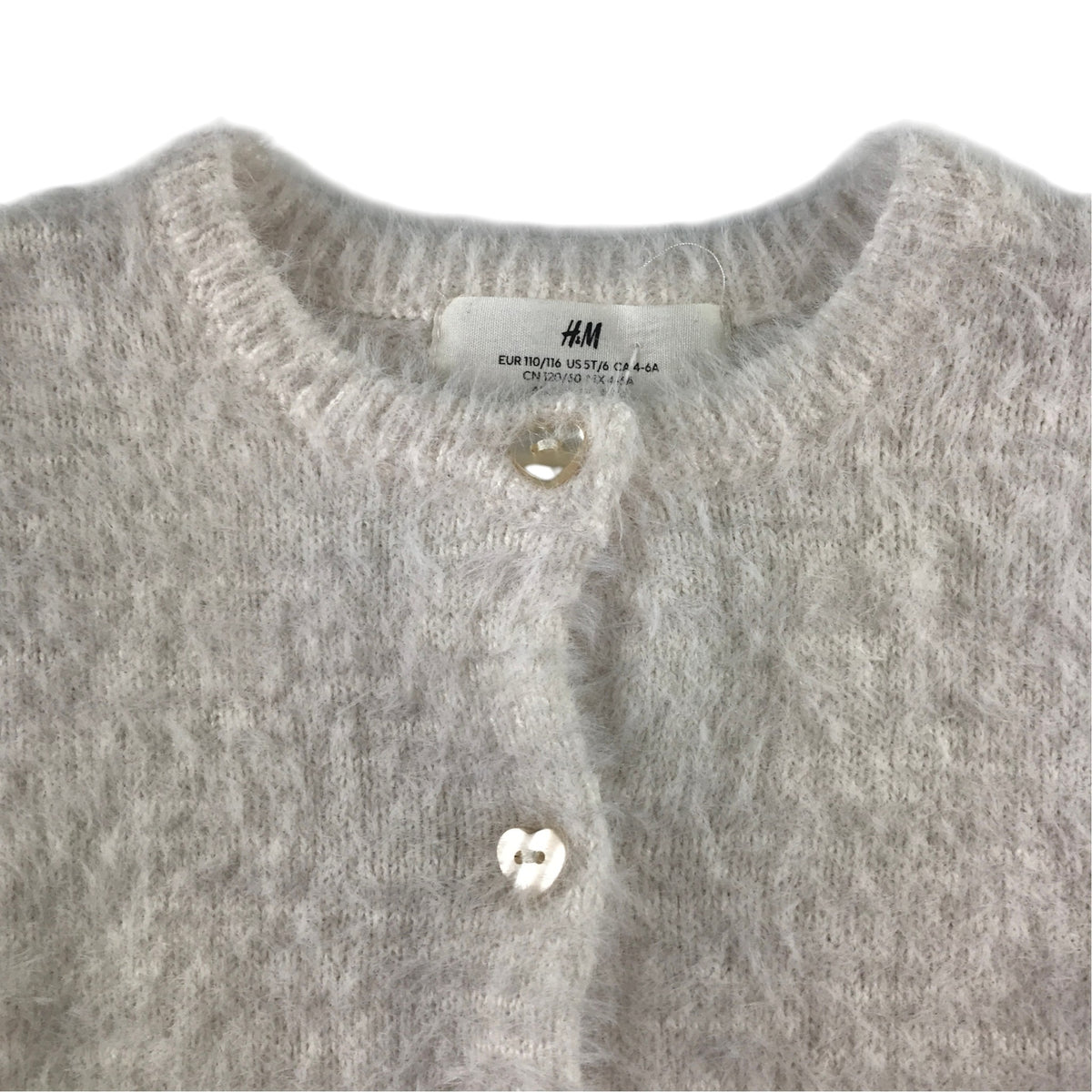 H&M 5-6 years white fluffy cardigan polyamide acrylic