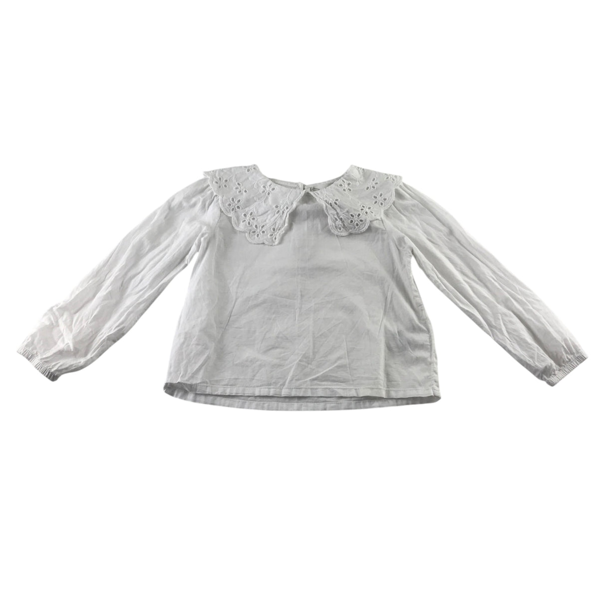 H&M 6-7 years white blouse pilgrim collar cotton