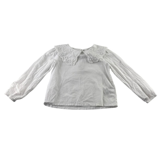 H&M 6-7 years white blouse pilgrim collar cotton