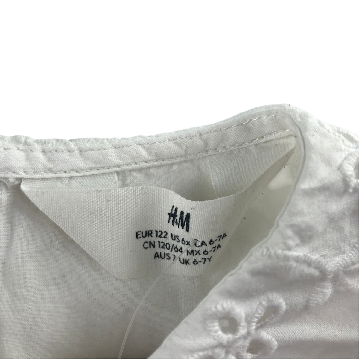 H&M 6-7 years white blouse pilgrim collar cotton