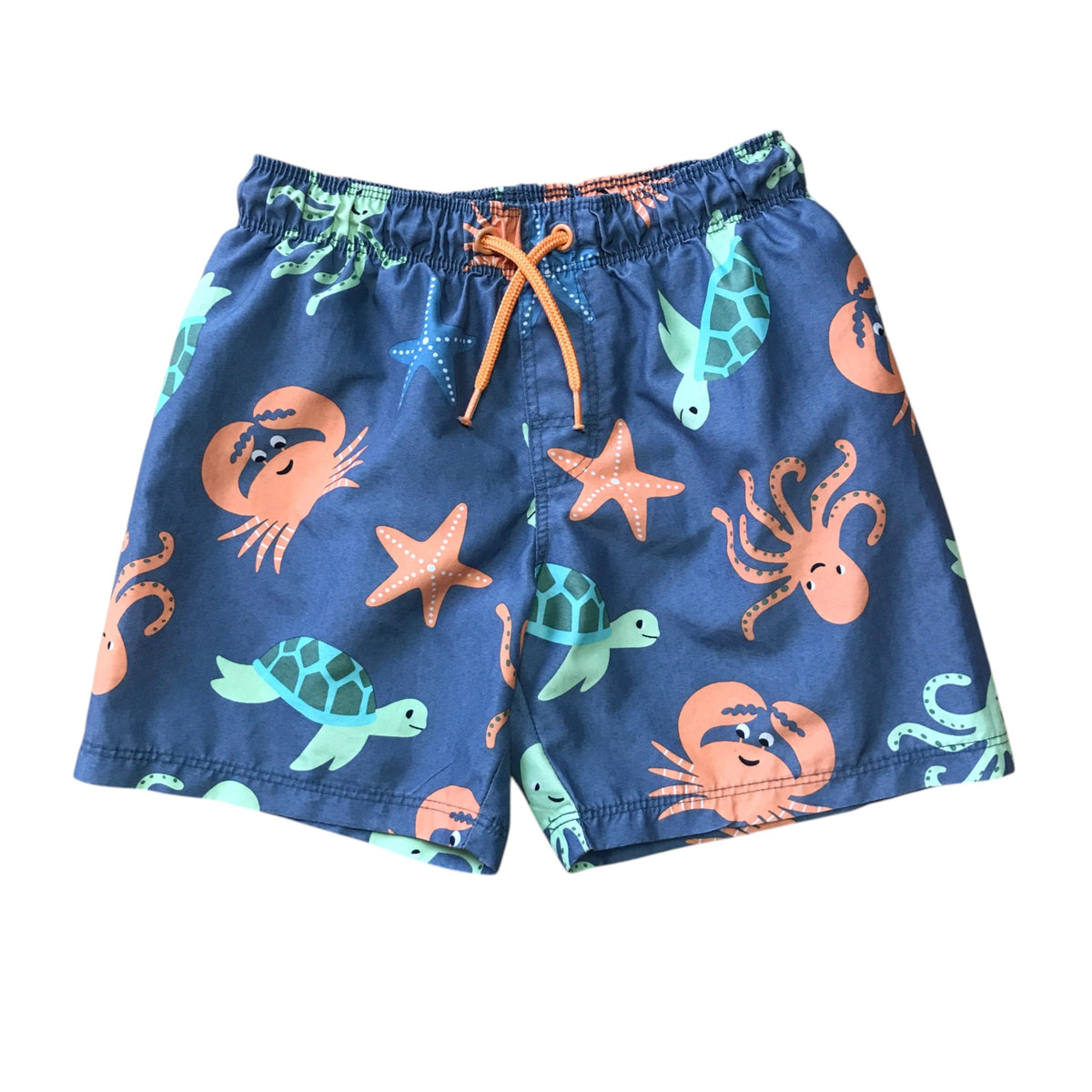 H&M 7-8 years blue swim trunks sea creatures polyester