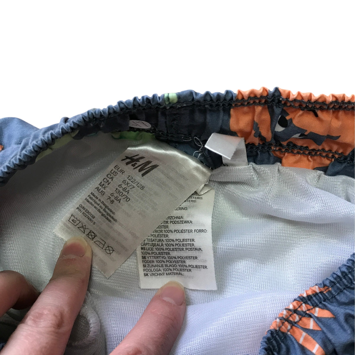 H&M 7-8 years blue swim trunks sea creatures polyester