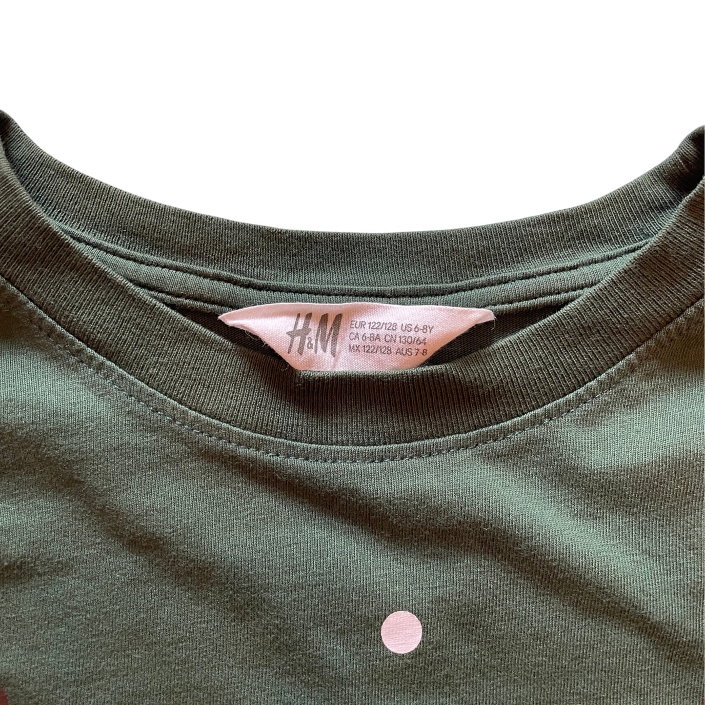 H&M 7-8 years green t-shirt Christmas cool reindeer print cotton
