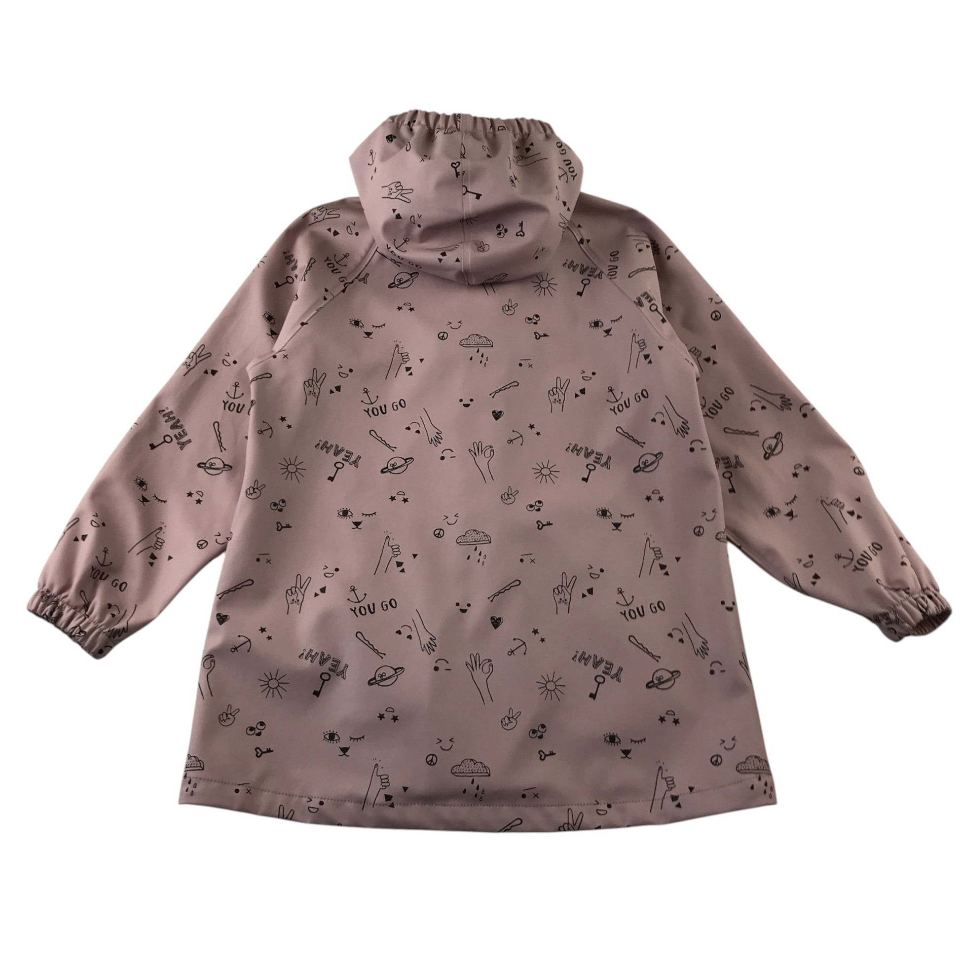 H&M 7-8 years light pink raincoat print pattern polyurethane coated polyester