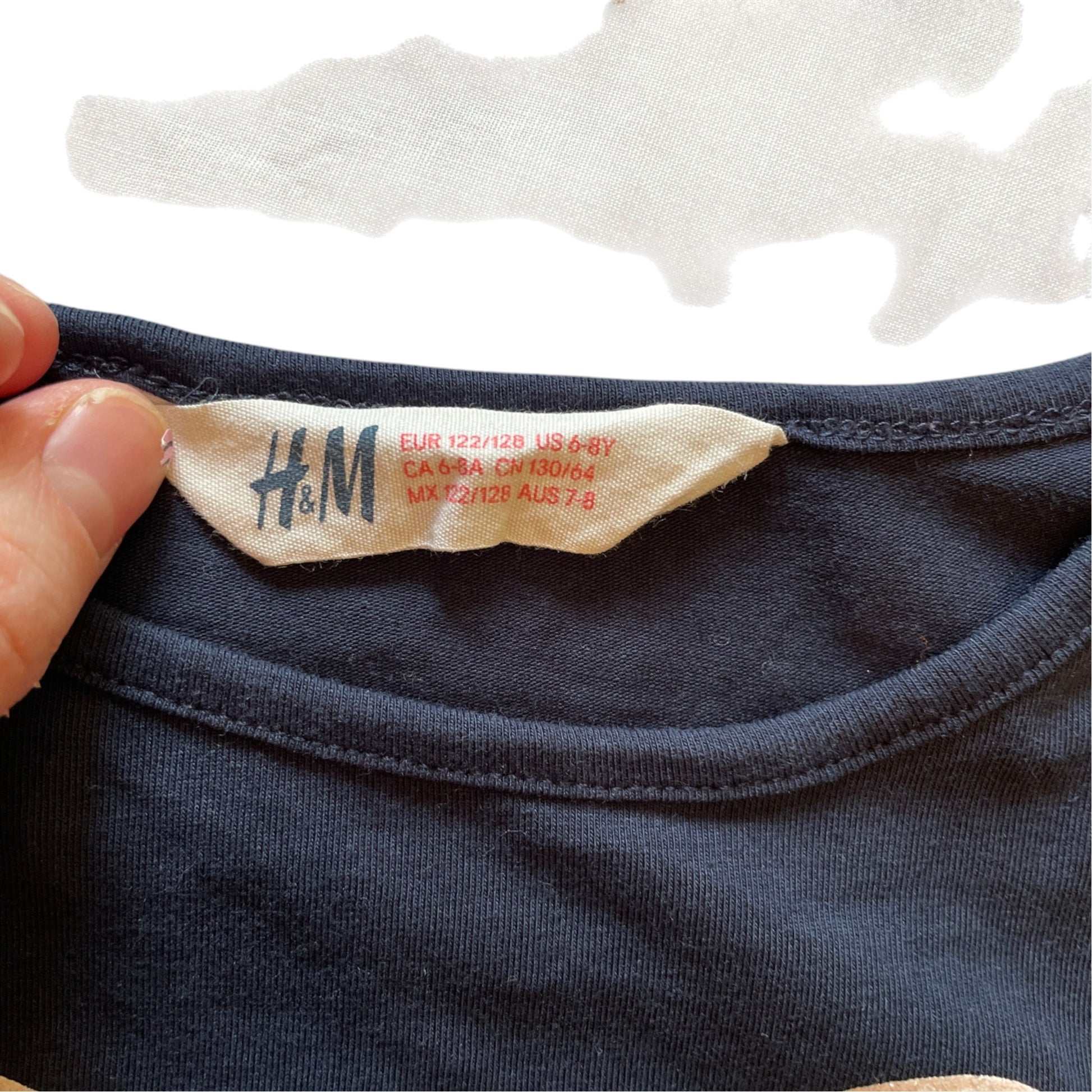 H&M 7-8 years navy blue Christmas print t-shirt cotton elastane