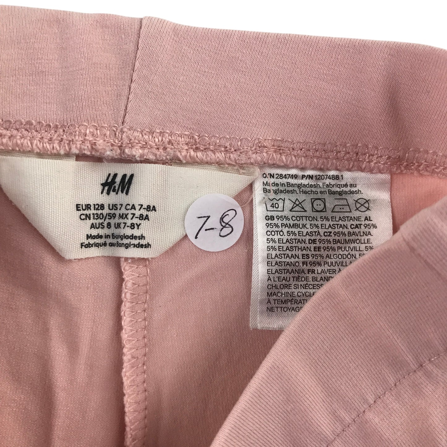 H&M 7-8 years pink flared leggings cotton elastane