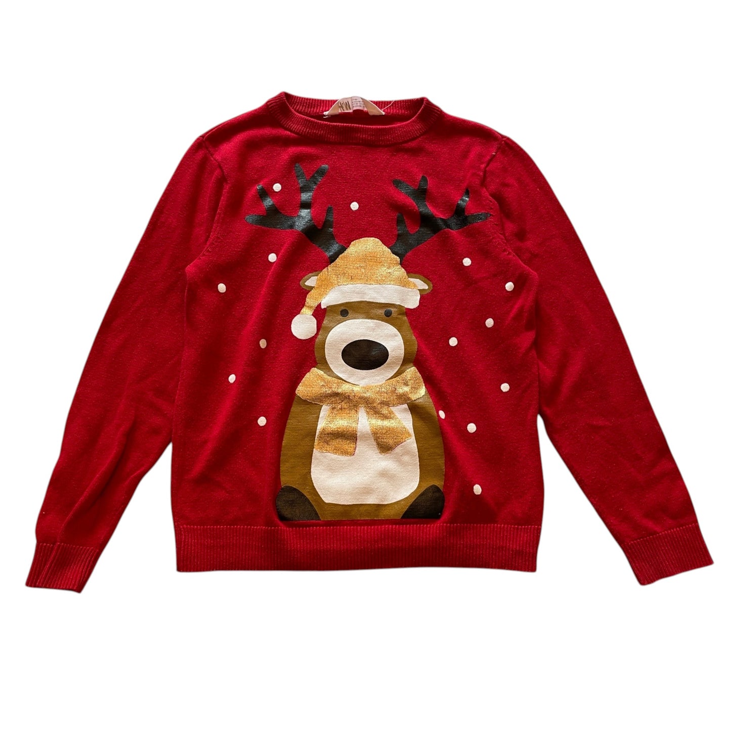 H&M 7-8 years red reindeer Christmas jumper cotton